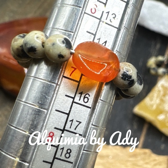 Dalmatian Jasper beaded handmade charms ring multi stones - Picture 2 of 2